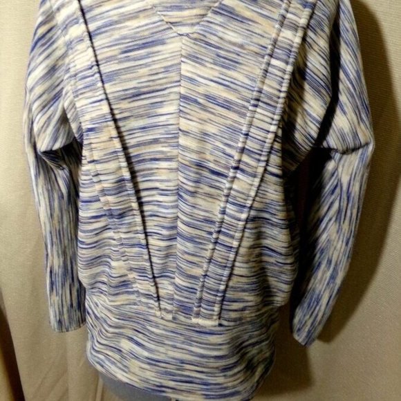 Cowl neck Sweater Top sz M Blue White Beige Dolman sleeve turtleneck Pullover LS - Picture 5 of 9